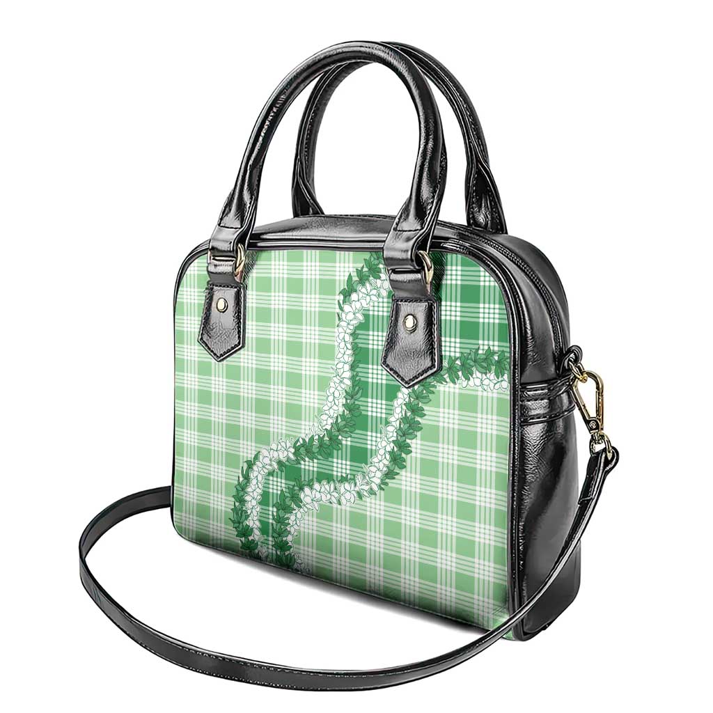 Green Hawaii Palaka Shoulder Handbag Hawaiian Honohono Lei
