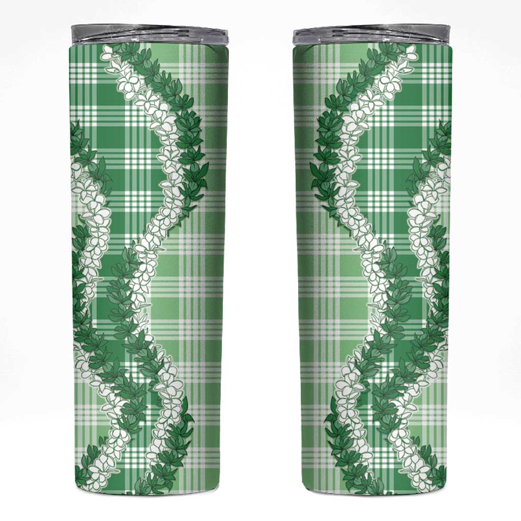 Green Hawaii Palaka Skinny Tumbler Hawaiian Honohono Lei
