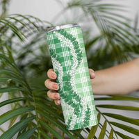 Green Hawaii Palaka Skinny Tumbler Hawaiian Honohono Lei