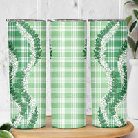 Green Hawaii Palaka Skinny Tumbler Hawaiian Honohono Lei