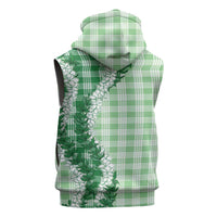 Green Hawaii Palaka Sleeveless Hoodie Hawaiian Honohono Lei