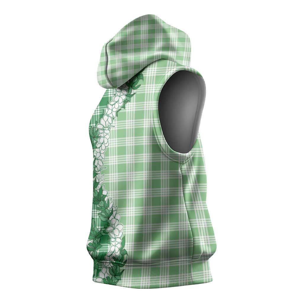 Green Hawaii Palaka Sleeveless Hoodie Hawaiian Honohono Lei