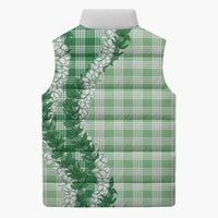 Green Hawaii Palaka Sleeveless Puffer Jacket Hawaiian Honohono Lei