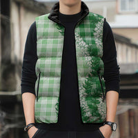 Green Hawaii Palaka Sleeveless Puffer Jacket Hawaiian Honohono Lei