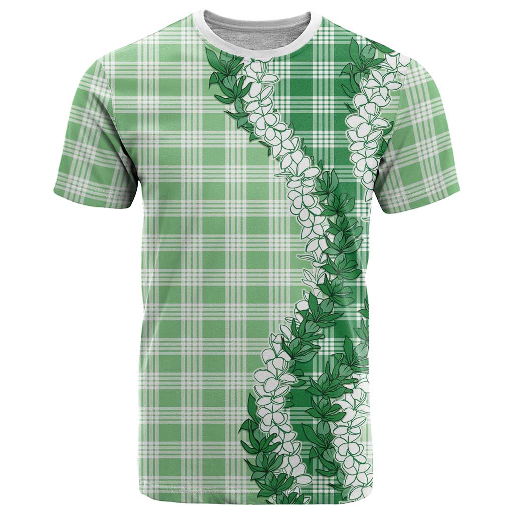 Green Hawaii Palaka T Shirt Hawaiian Honohono Lei
