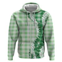 Green Hawaii Palaka Zip Hoodie Hawaiian Honohono Lei
