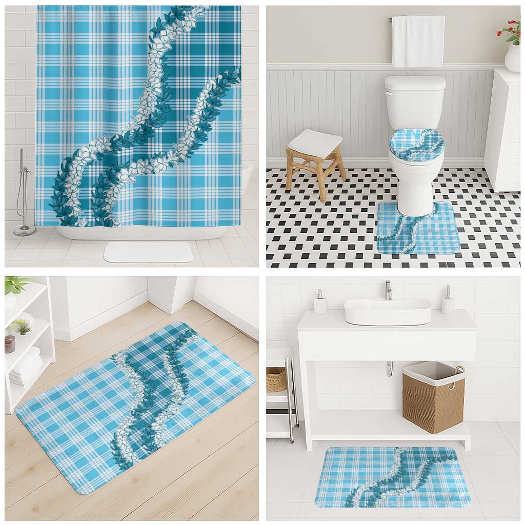 Blue Hawaii Palaka Bathroom Set Hawaiian Honohono Lei