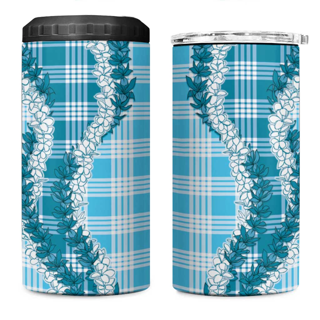 Blue Hawaii Palaka 4 in 1 Can Cooler Tumbler Hawaiian Honohono Lei
