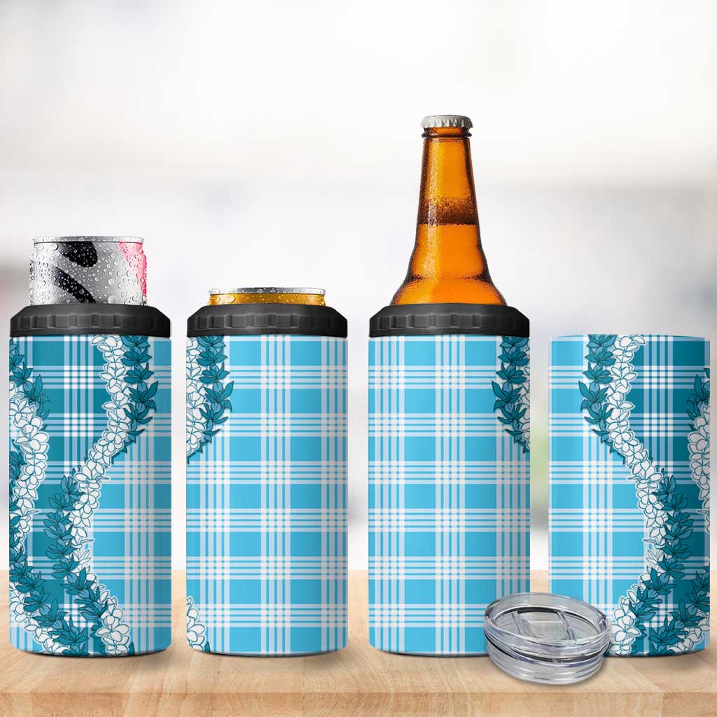Blue Hawaii Palaka 4 in 1 Can Cooler Tumbler Hawaiian Honohono Lei