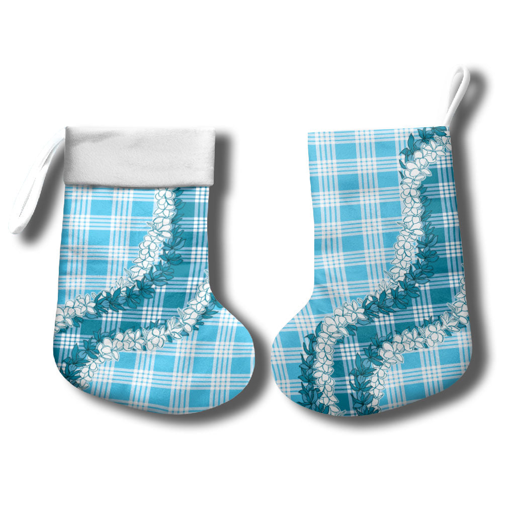 Blue Hawaii Palaka Christmas Stocking Hawaiian Honohono Lei LT05 - Polynesian Pride