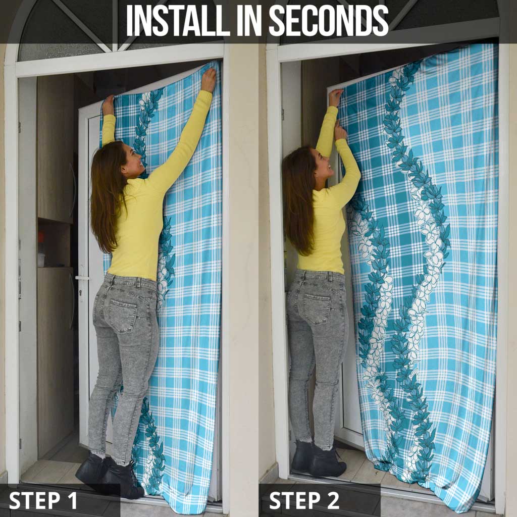 Blue Hawaii Palaka Door Cover Hawaiian Honohono Lei