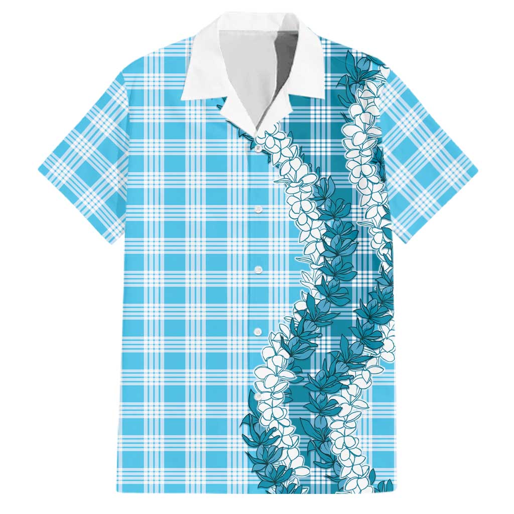 Blue Hawaii Palaka Family Matching Long Sleeve Bodycon Dress and Hawaiian Shirt Hawaiian Honohono Lei LT05 Dad's Shirt - Short Sleeve Blue - Polynesian Pride