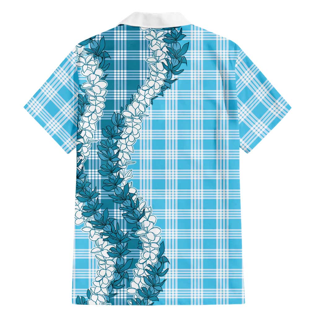 Blue Hawaii Palaka Family Matching Off Shoulder Short Dress and Hawaiian Shirt Hawaiian Honohono Lei LT05 - Polynesian Pride
