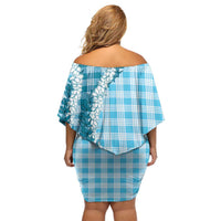 Blue Hawaii Palaka Family Matching Off Shoulder Short Dress and Hawaiian Shirt Hawaiian Honohono Lei LT05 - Polynesian Pride