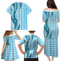 Blue Hawaii Palaka Family Matching Puletasi and Hawaiian Shirt Hawaiian Honohono Lei LT05 - Polynesian Pride