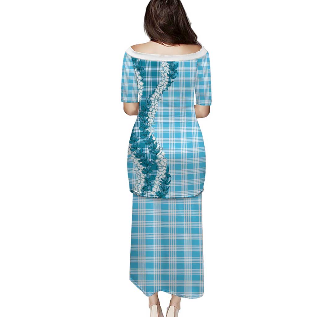 Blue Hawaii Palaka Family Matching Puletasi and Hawaiian Shirt Hawaiian Honohono Lei LT05 - Polynesian Pride