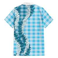 Blue Hawaii Palaka Family Matching Short Sleeve Bodycon Dress and Hawaiian Shirt Hawaiian Honohono Lei LT05 - Polynesian Pride