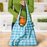 Blue Hawaii Palaka Grocery Bag Hawaiian Honohono Lei