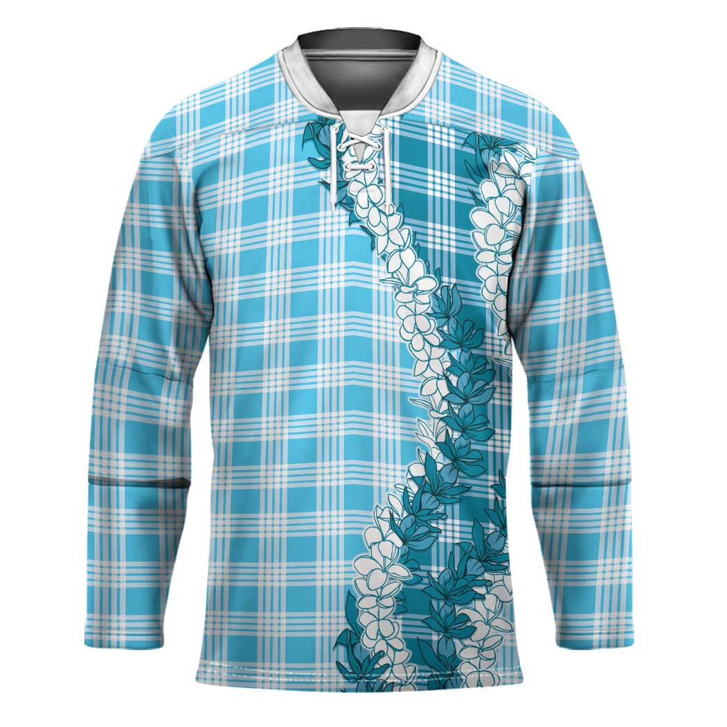 Blue Hawaii Palaka Hockey Jersey Hawaiian Honohono Lei