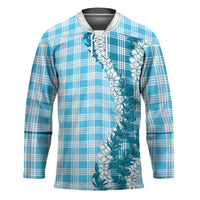 Blue Hawaii Palaka Hockey Jersey Hawaiian Honohono Lei