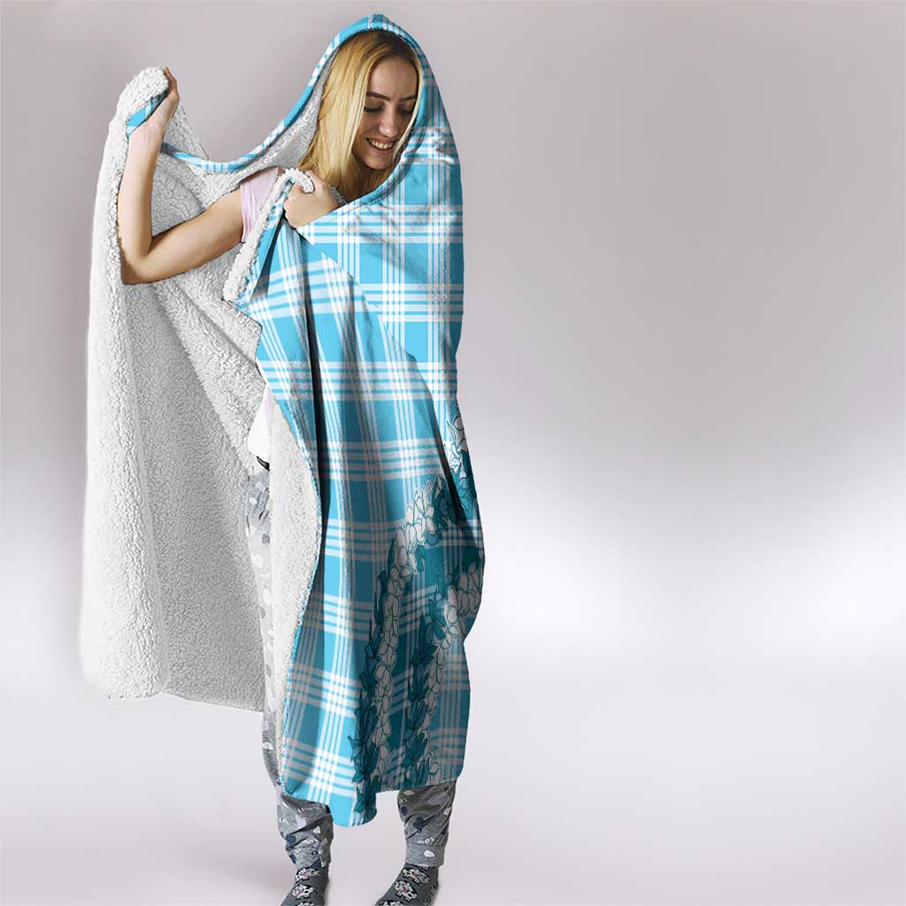 Blue Hawaii Palaka Hooded Blanket Hawaiian Honohono Lei