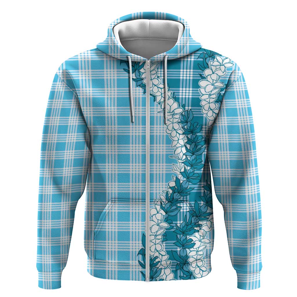 Blue Hawaii Palaka Hoodie Hawaiian Honohono Lei
