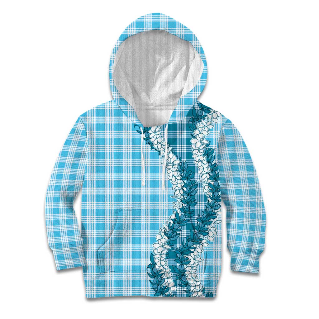 Blue Hawaii Palaka Kid Hoodie Hawaiian Honohono Lei