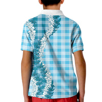 Blue Hawaii Palaka Kid Polo Shirt Hawaiian Honohono Lei