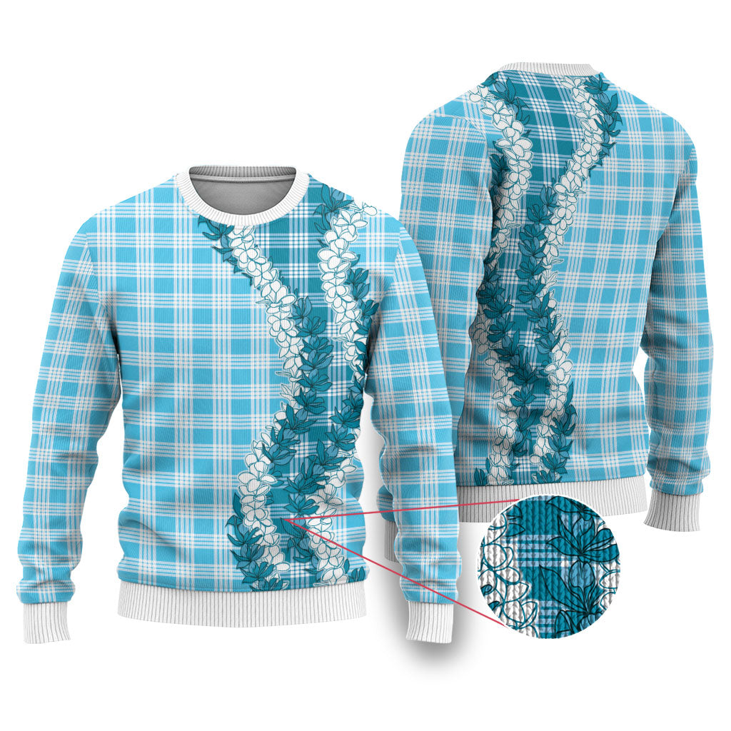 Blue Hawaii Palaka Ugly Christmas Sweater Hawaiian Honohono Lei LT05 Blue - Polynesian Pride