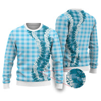 Blue Hawaii Palaka Ugly Christmas Sweater Hawaiian Honohono Lei LT05 Blue - Polynesian Pride