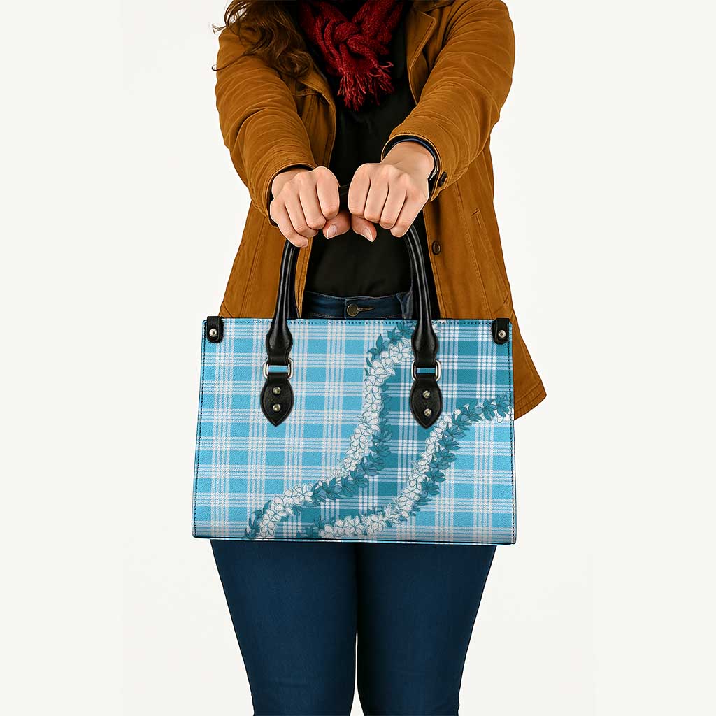 Blue Hawaii Palaka Leather Bag Hawaiian Honohono Lei