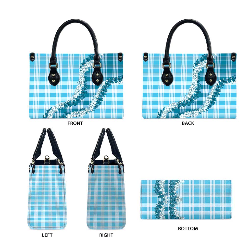 Blue Hawaii Palaka Leather Bag Hawaiian Honohono Lei