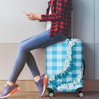 Blue Hawaii Palaka Luggage Cover Hawaiian Honohono Lei