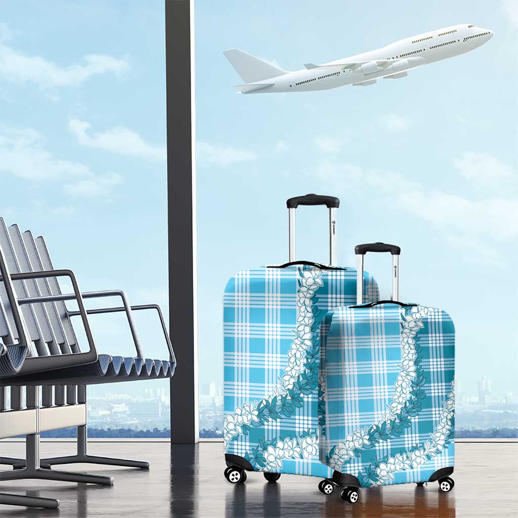 Blue Hawaii Palaka Luggage Cover Hawaiian Honohono Lei