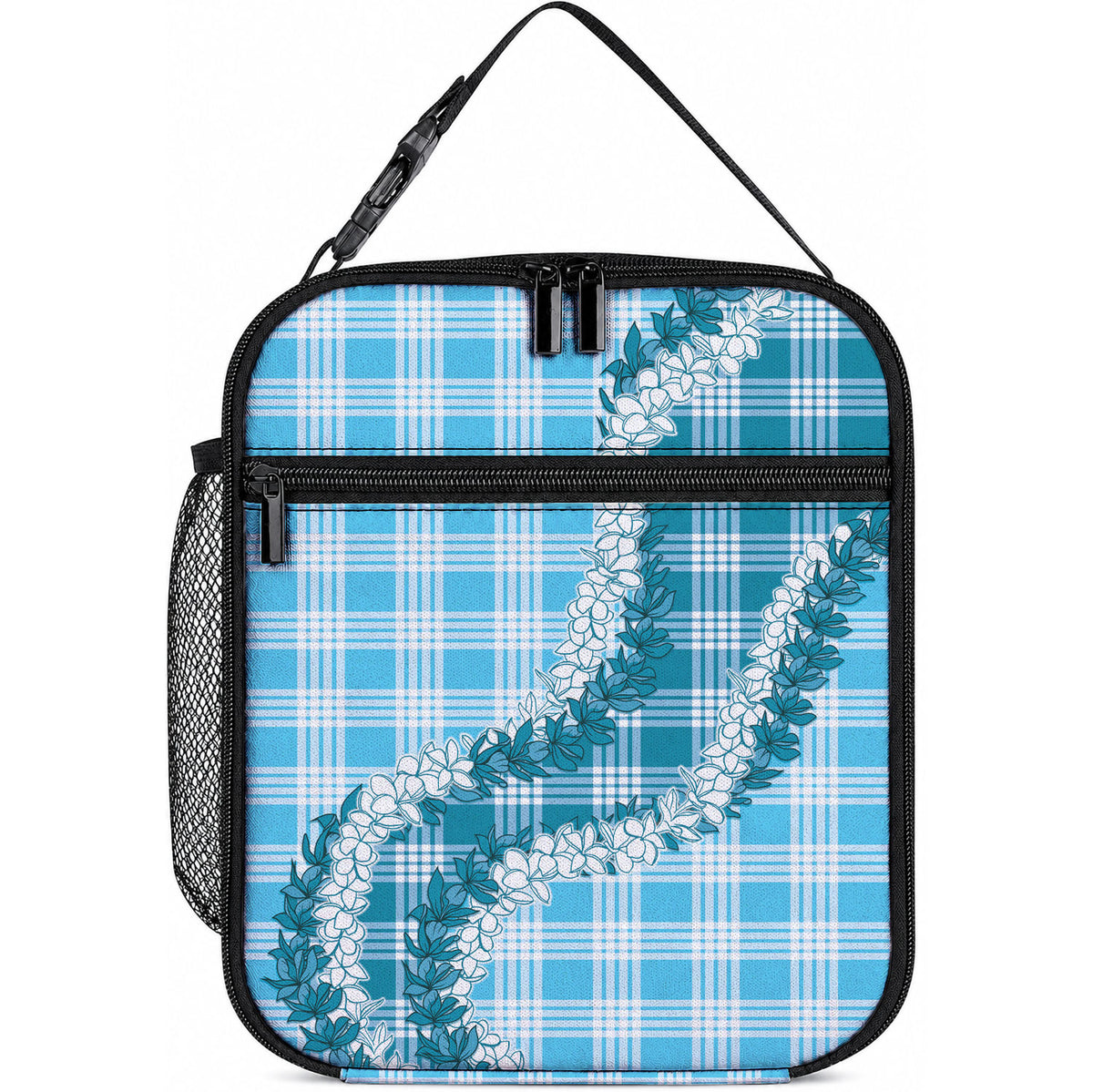 Blue Hawaii Palaka Lunch Bag Hawaiian Honohono Lei LT05 10.2 × 8.3 × 4.3 inch Blue - Polynesian Pride