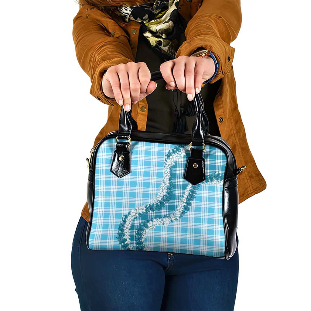 Blue Hawaii Palaka Shoulder Handbag Hawaiian Honohono Lei