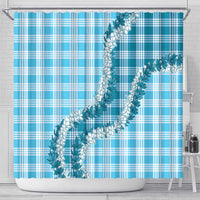 Blue Hawaii Palaka Shower Curtain Hawaiian Honohono Lei