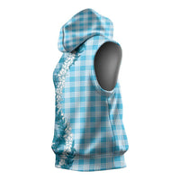 Blue Hawaii Palaka Sleeveless Hoodie Hawaiian Honohono Lei