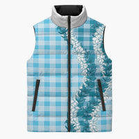 Blue Hawaii Palaka Sleeveless Puffer Jacket Hawaiian Honohono Lei