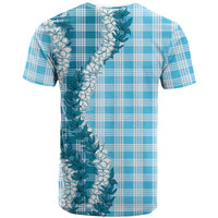 Blue Hawaii Palaka T Shirt Hawaiian Honohono Lei