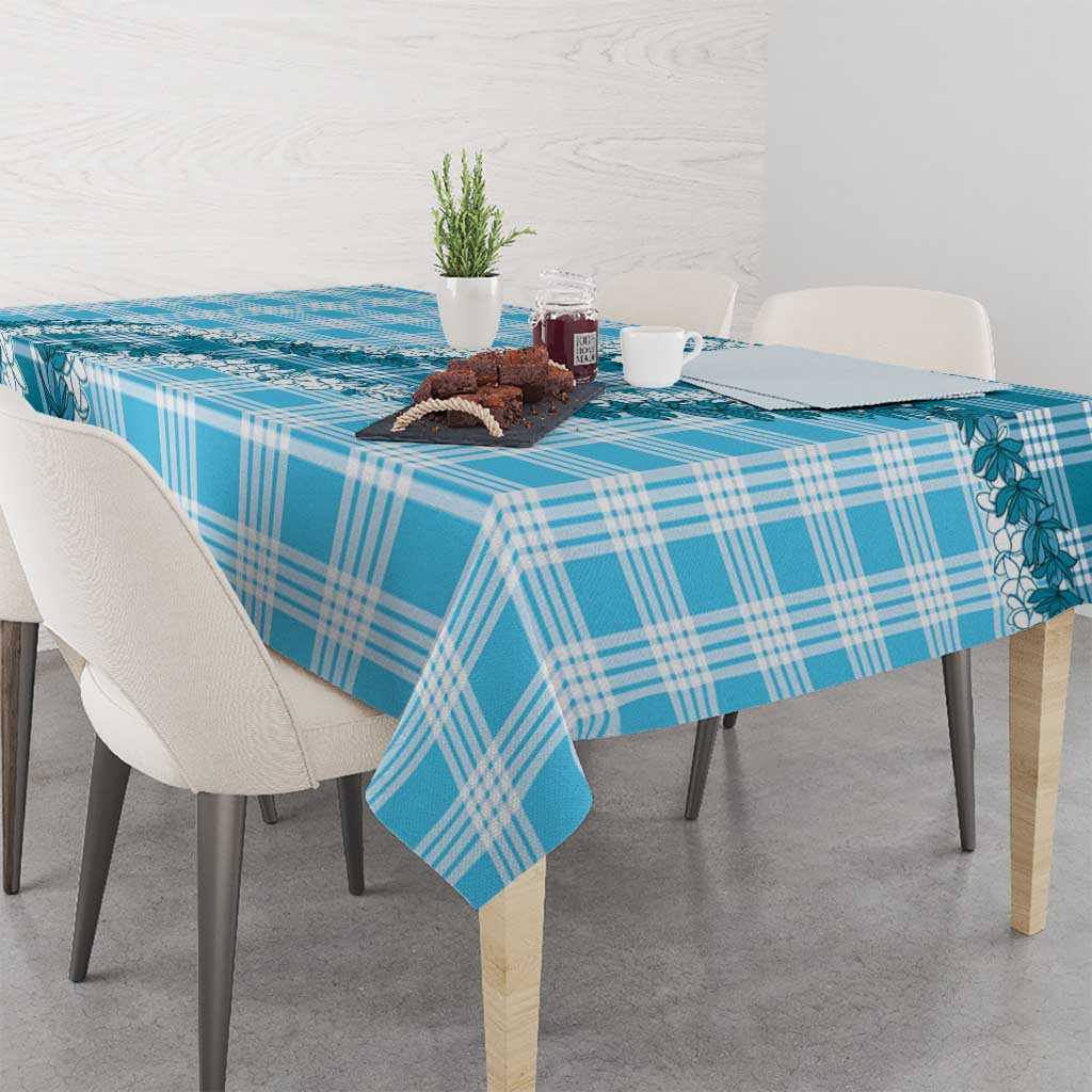 Blue Hawaii Palaka Tablecloth Hawaiian Honohono Lei