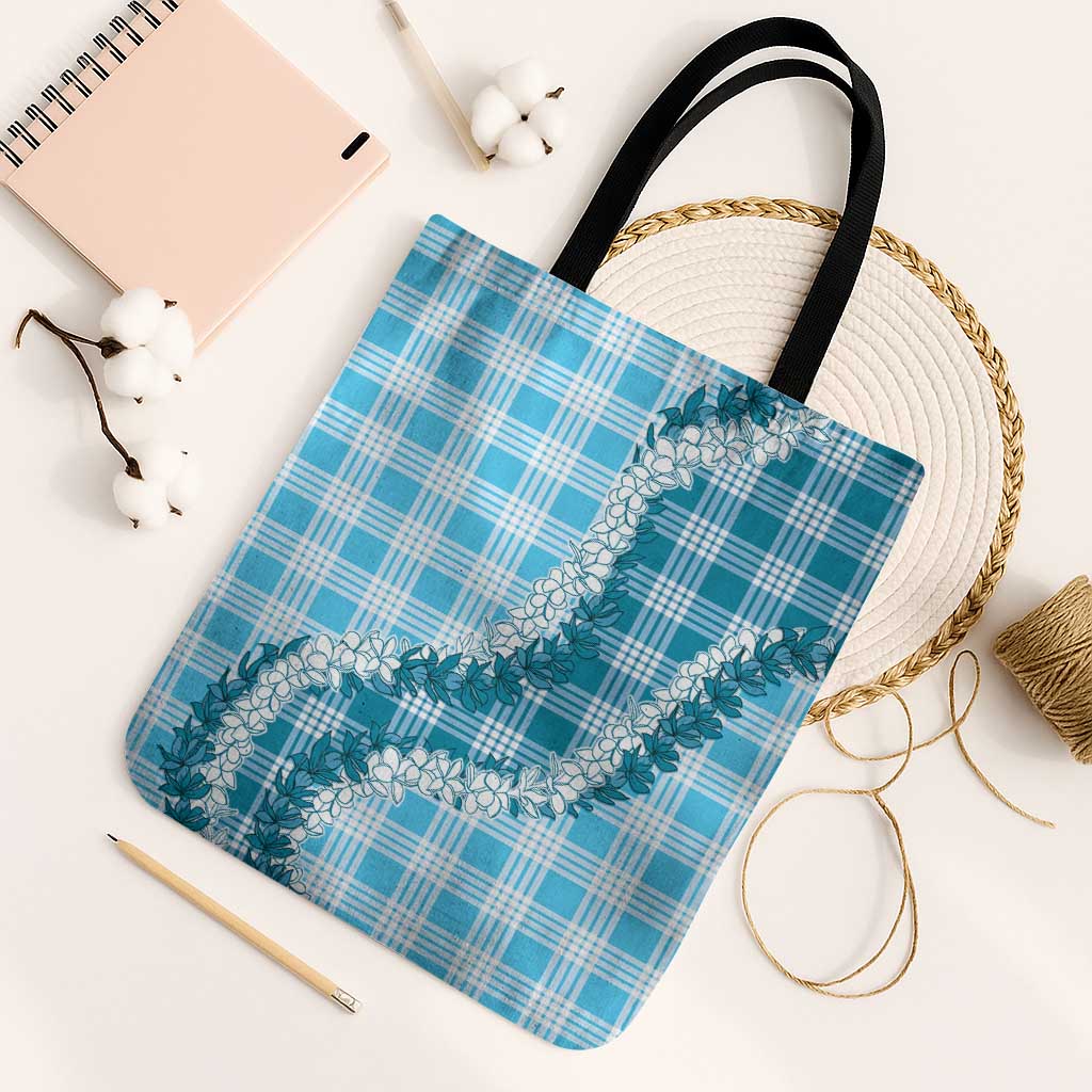 Blue Hawaii Palaka Tote Bag Hawaiian Honohono Lei