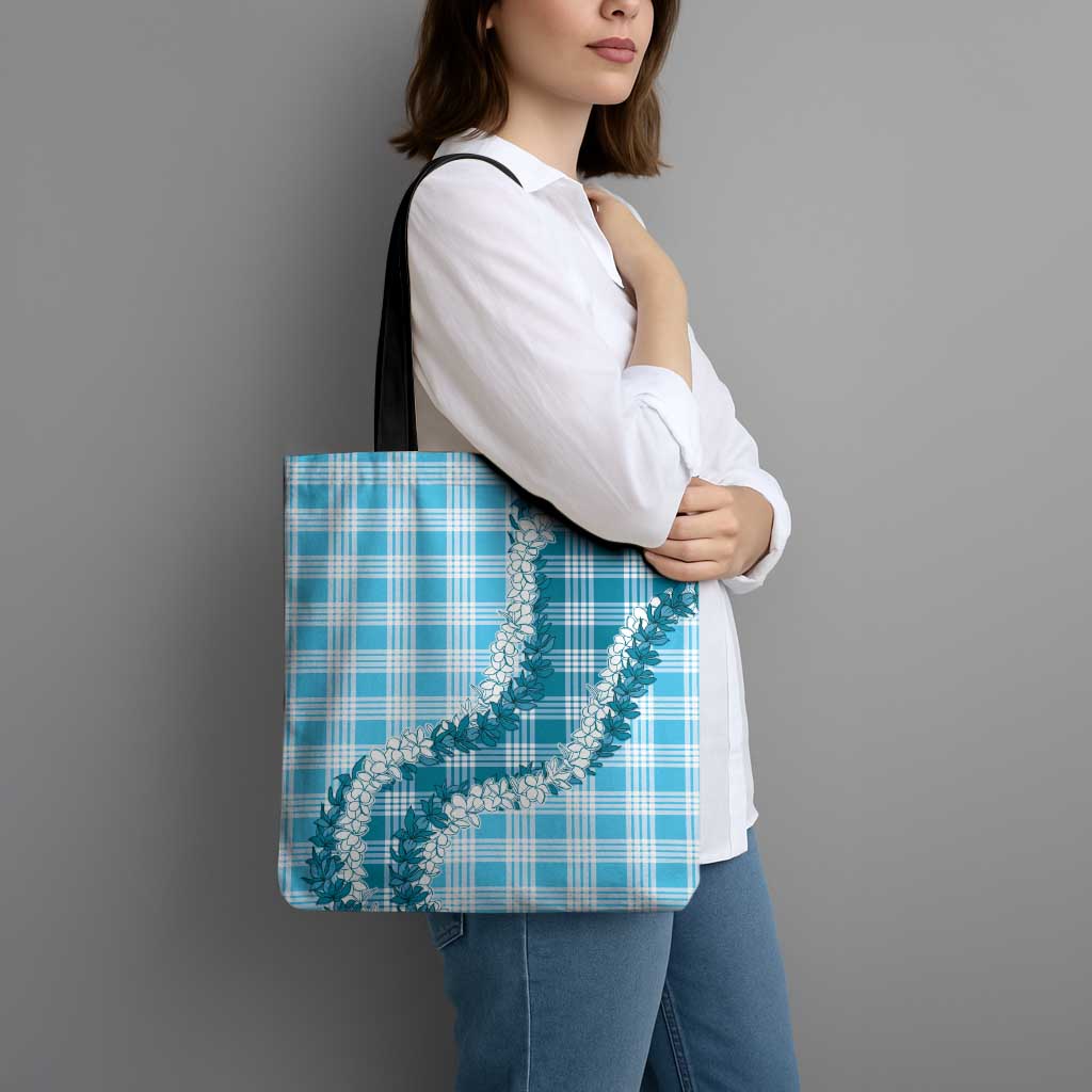 Blue Hawaii Palaka Tote Bag Hawaiian Honohono Lei
