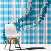 Blue Hawaii Palaka Window Curtain Hawaiian Honohono Lei
