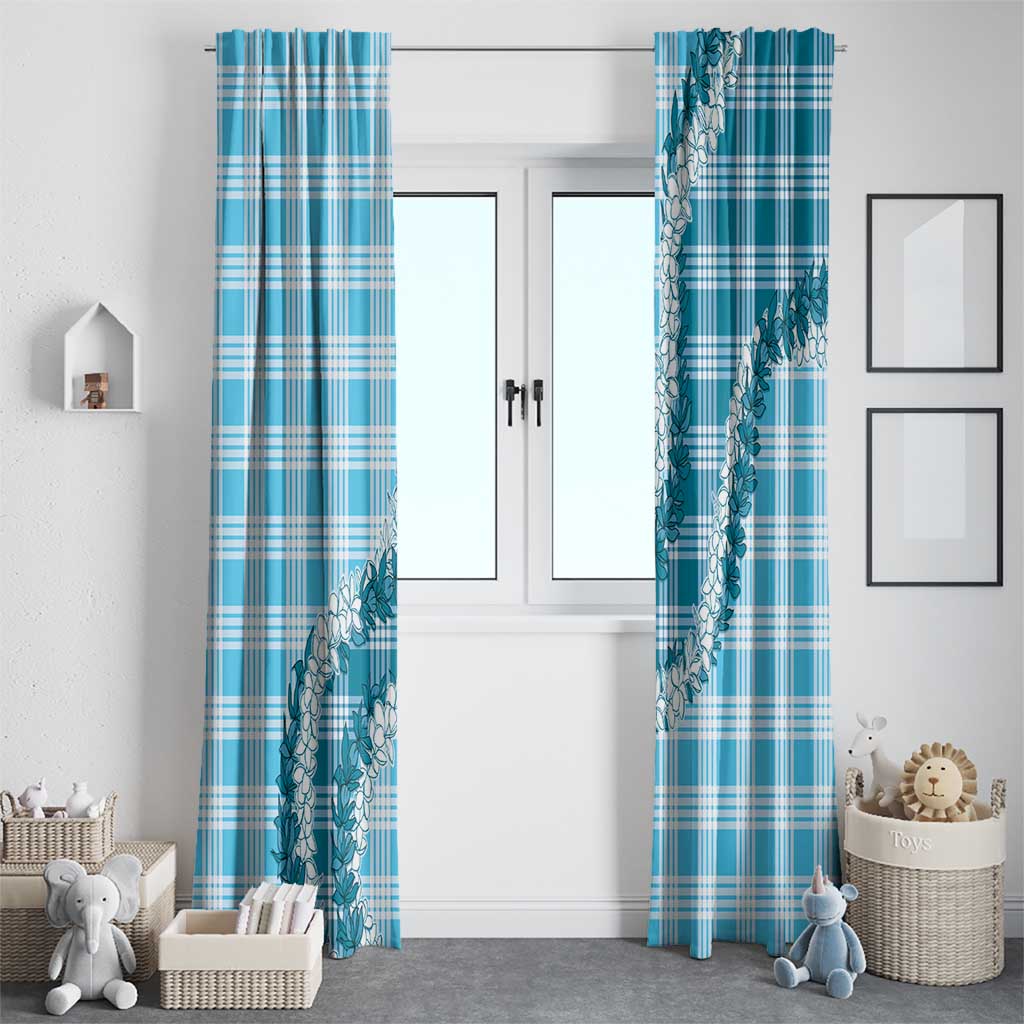 Blue Hawaii Palaka Window Curtain Hawaiian Honohono Lei