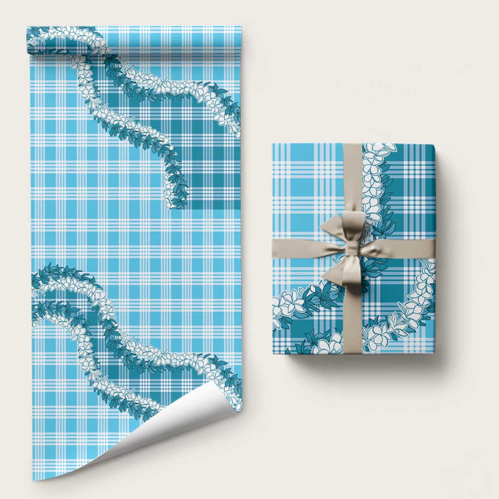 Blue Hawaii Palaka Wrapping Paper Hawaiian Honohono Lei