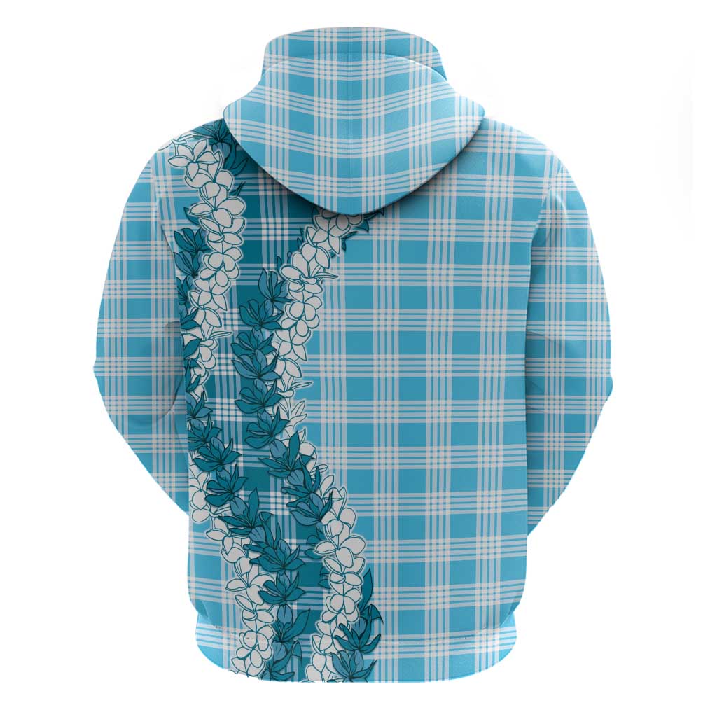 Blue Hawaii Palaka Zip Hoodie Hawaiian Honohono Lei