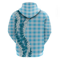Blue Hawaii Palaka Zip Hoodie Hawaiian Honohono Lei