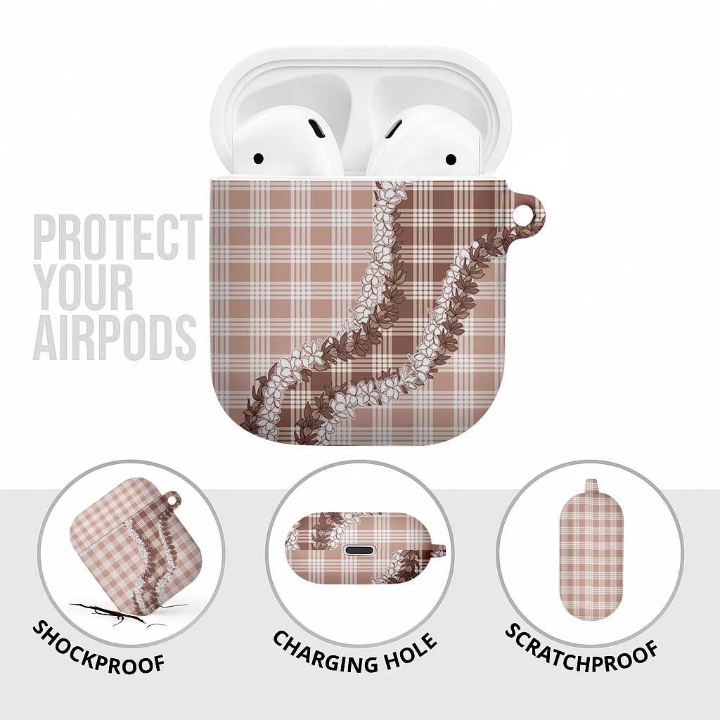 Beige Hawaii Palaka AirPods Case Hawaiian Honohono Lei