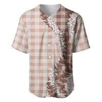 Beige Hawaii Palaka Baseball Jersey Hawaiian Honohono Lei
